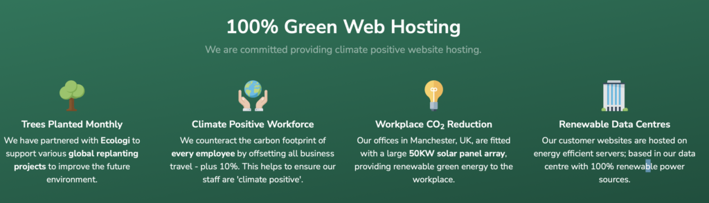 We use https://www.unlimitedwebhosting.co.uk for our website and email as they are 100% green.